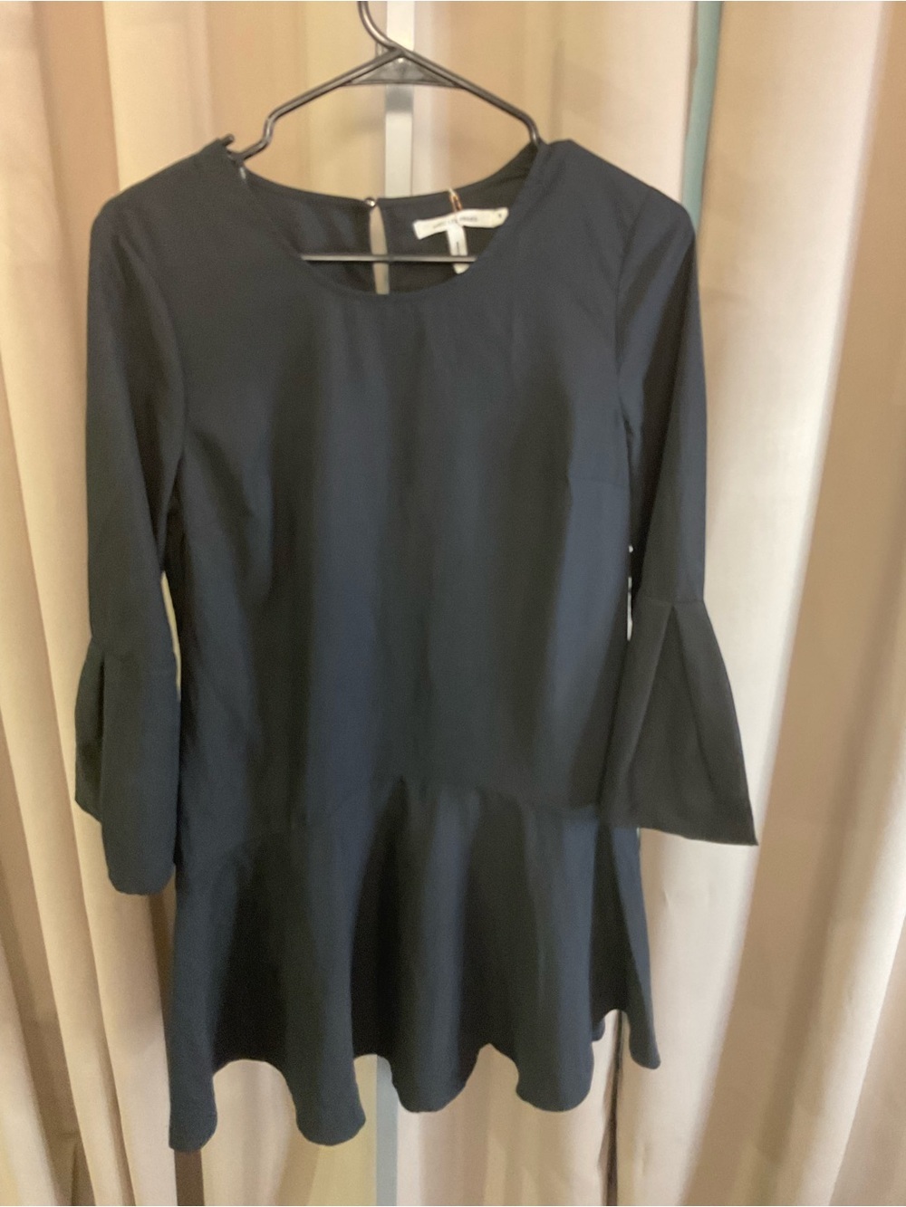 Avec Les Filles Black Peplum Long Sleeve Dress